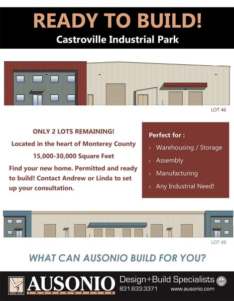 Front Image Of A Brochure For The Castroville Industrial Park. All Text Details Are On The Page.